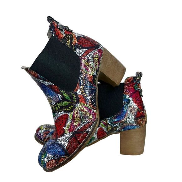 Zapato Leather Butterfly Mosaic Ankle Boots, Made in Italy, Size EU 39, US 8 M - Picture 2 of 9
